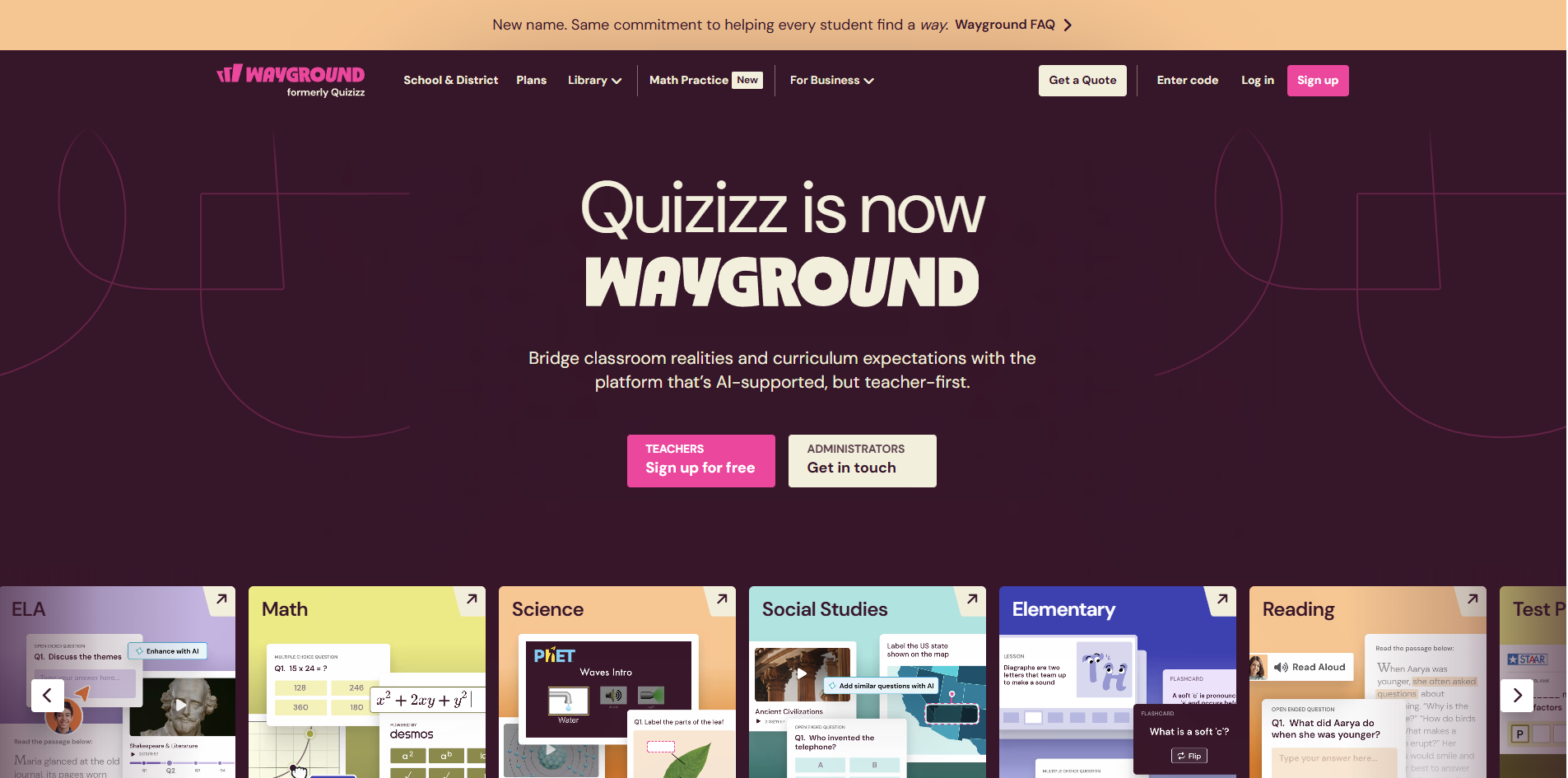 Halaman Login Wayground